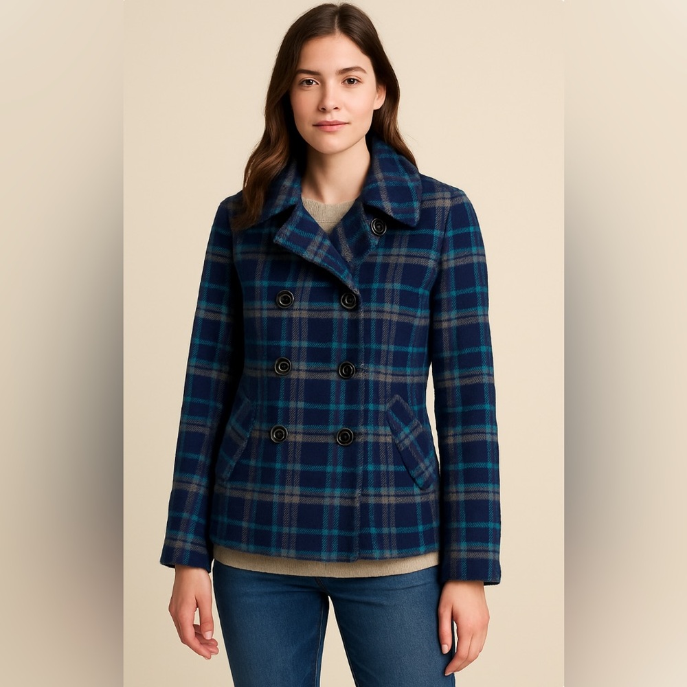 Aeropostale wool blend Plaid Double-Breasted Women's Jacket size large